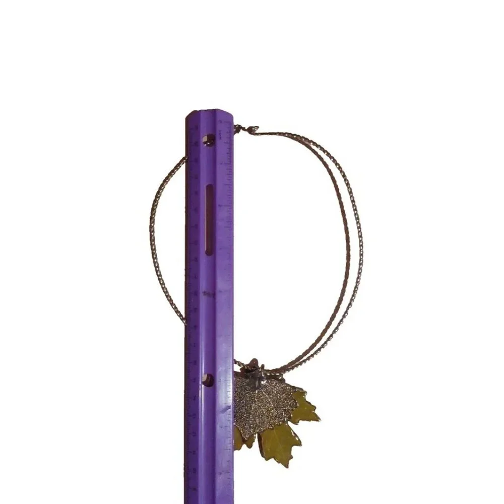 Metal Choker Necklace 3 Leaves Vintage - Picture 4 of 5